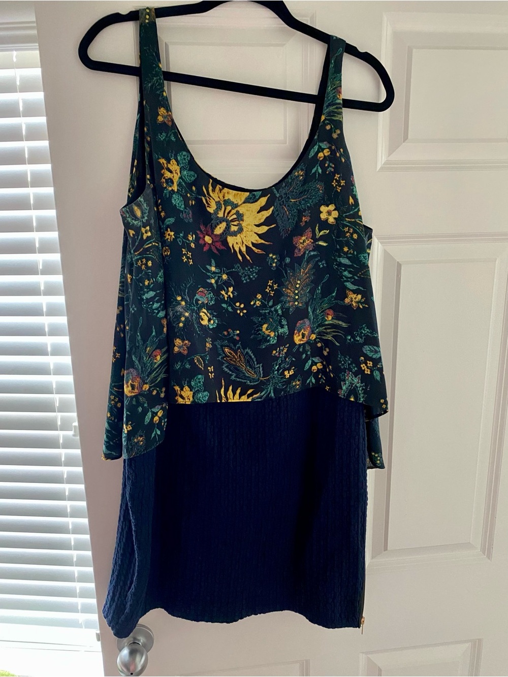 RACHEL Rachel Roy Yellow Floral Print Dress with Teal Accents